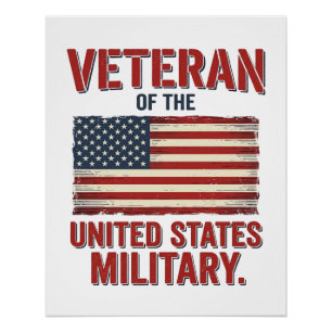 Vintage Veteran USA Flag Military Vector Design_1 Poster