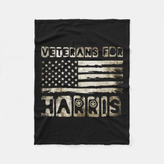 Vintage Veterans For Harris 2024 Military Vets Kam Fleece Blanket