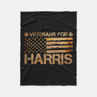 Vintage Veterans For Harris 2024 Military Vets Kam Fleece Blanket