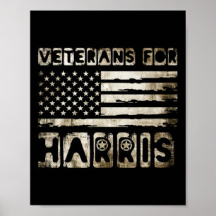Vintage Veterans For Harris 2024 Military Vets Kam Poster