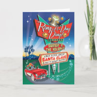 Vintage Vette Neon Sign Retro Christmas Card