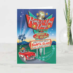 Vintage Vette Neon Sign Retro Christmas Card