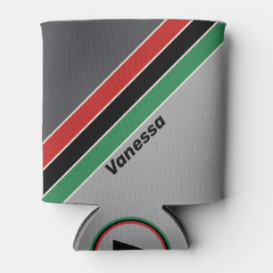 Vintage VHS Stripes with Name Can Cooler