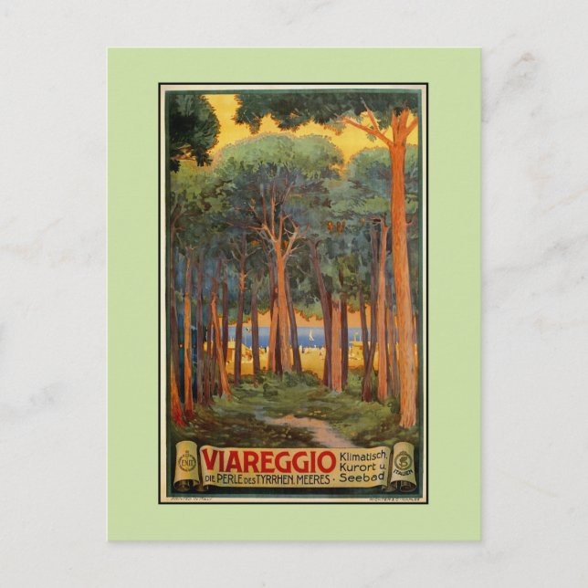 Vintage Viareggio Italian travel advertising Postcard (Front)