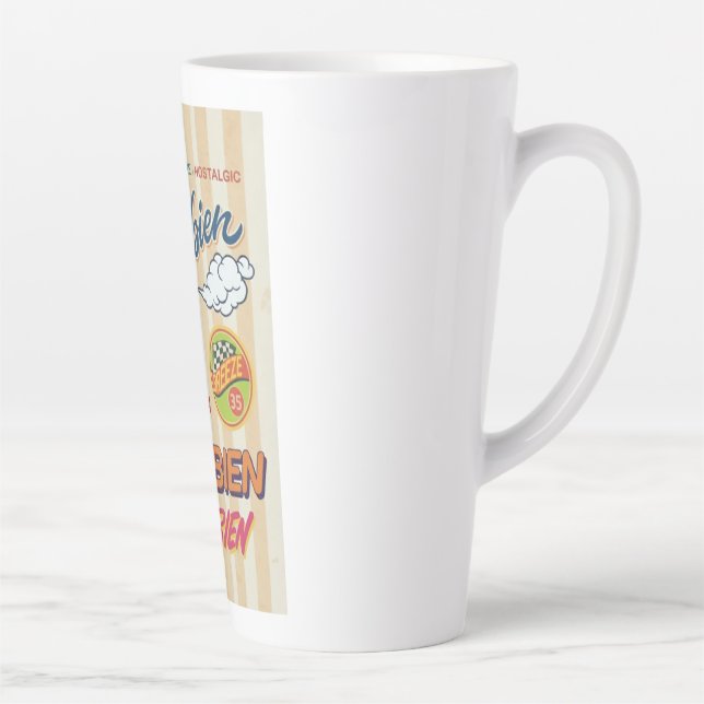 Vintage vibe Calligraphy Pop Latte Mug (Right)