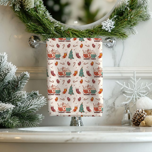 Vintage Vibe Towels Retro Pastel Holiday Accent (Vintage Vibe Towels Retro Pastel Holiday Accent)