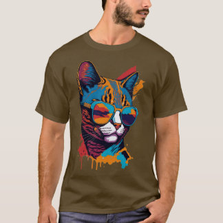 Vintage Vibes and Feline Flair Retro Cool Cat 5 T-Shirt