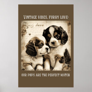 Vintage vibes, furry love: Puppy Love Poster