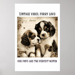 Vintage vibes, furry love: Puppy Love Poster