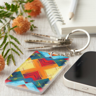 Vintage Vibes In Colours: Stylish Geometric Forms Key Ring