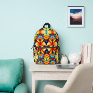 Vintage Vibes In Colours: Stylish Geometric Forms Printed Backpack