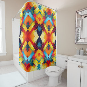 Vintage Vibes In Colours: Stylish Geometric Forms Shower Curtain