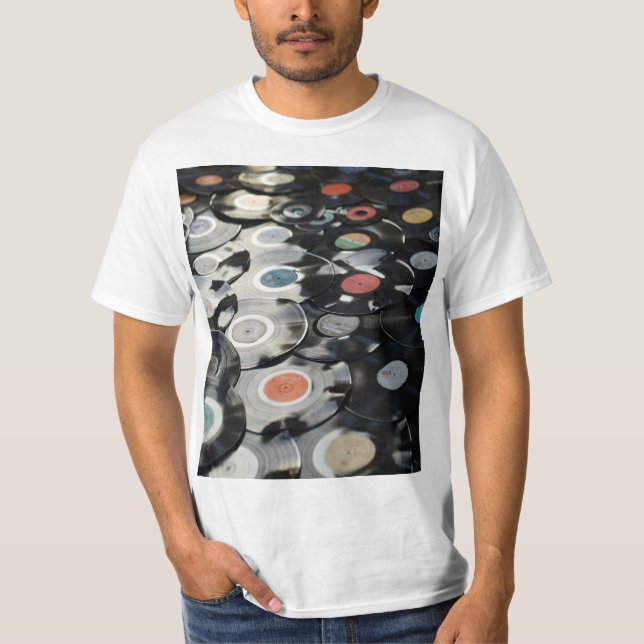 Vintage Vibes: Retro Vinyl Record Collection Men's T-Shirt (Front)