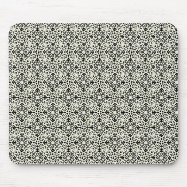 Vintage Vibrance Damask Mousepad, Grey Mouse Mat (Front)