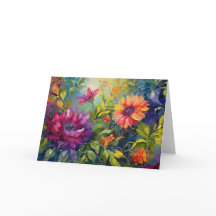 Vintage Vibrant Floral Painting Blank