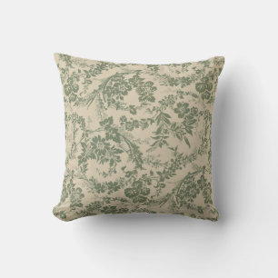 Vintage Vibrant Green Floral Pattern Cushion