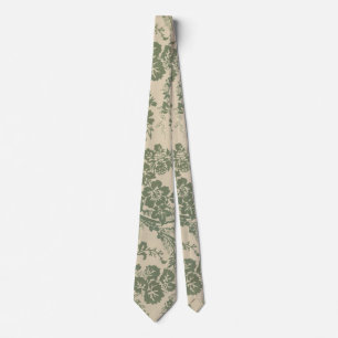 Vintage Vibrant Green Floral Pattern Tie