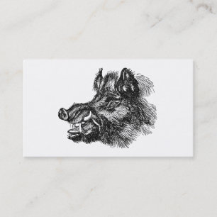 Vintage Vicious Wild Boar w Tusks Template Business Card