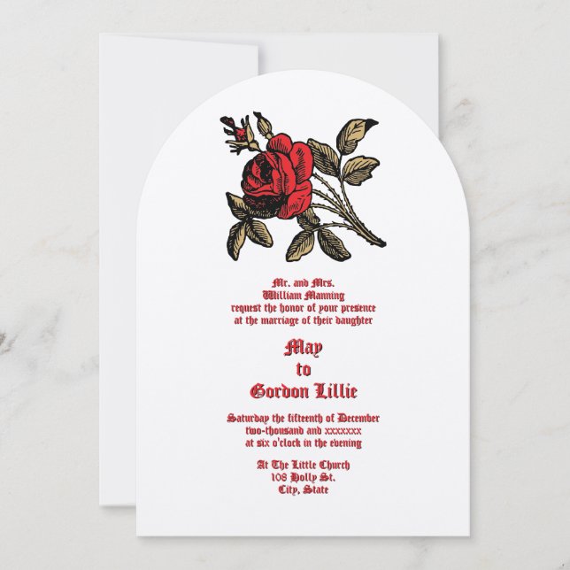 Vintage Victoria Era Floral Rose Invitation (Front)