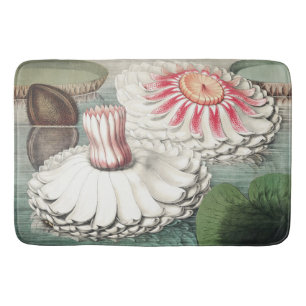 Vintage Victoria Regia Water Lily Art Print Bath Mat