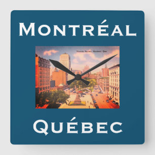 Vintage Victoria Square, Montreal, Quebec, Canada Square Wall Clock