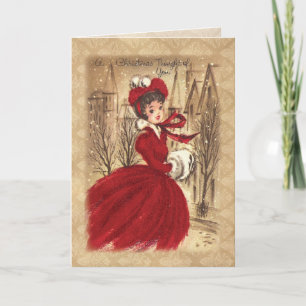 Vintage Victorian A Christmas Thought of You Holiday Card