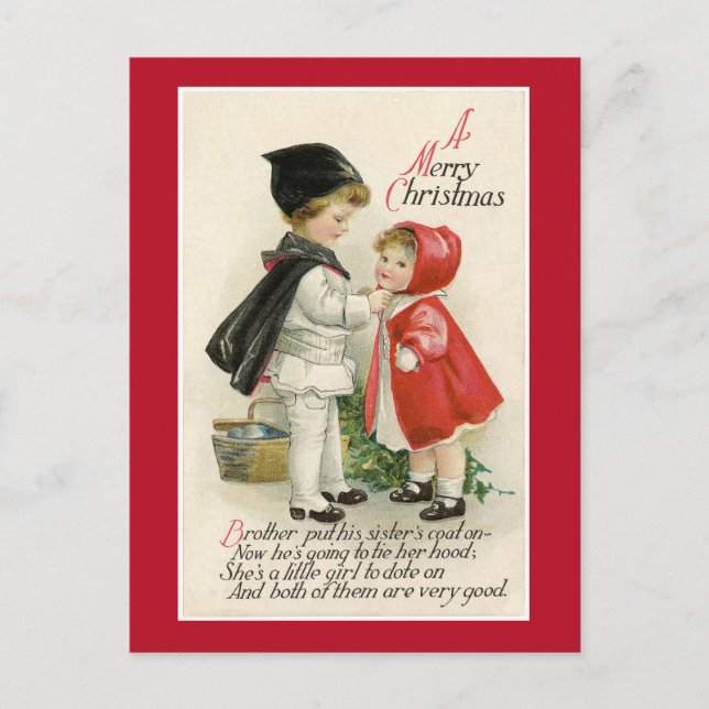 VINTAGE VICTORIAN "A MERRY CHRISTMAS" POSTCARD (Front)