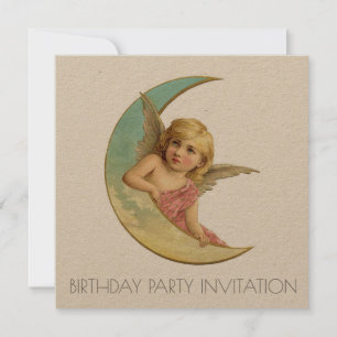 VINTAGE VICTORIAN ANGEL BIRTHDAY INVITATION CARD