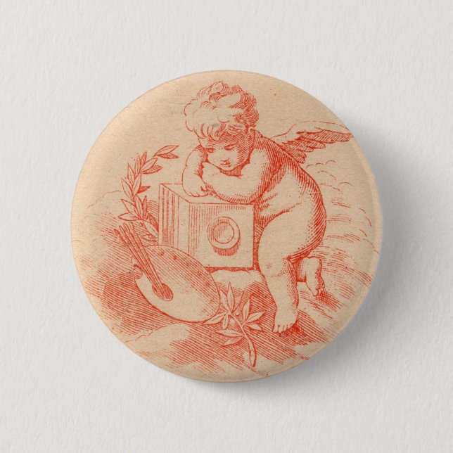 Vintage victorian angel cupid button (Front)