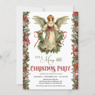 Vintage Victorian Angel with Christmas wreath Invitation
