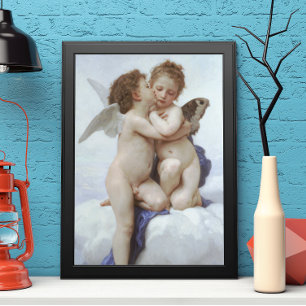 Vintage Victorian Angels, First Kiss by Bouguereau Poster