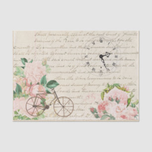 Vintage Victorian Antique Bike Clock Decoupage  Tissue Paper