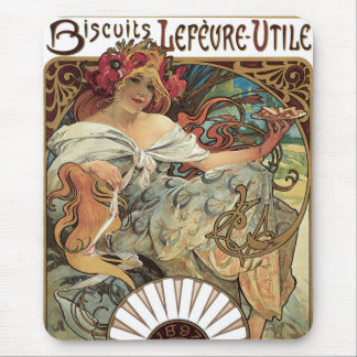 Vintage Victorian Art Nouveau by Alphonse Mucha Mouse Mat