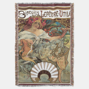 Vintage Victorian Art Nouveau by Alphonse Mucha Throw Blanket
