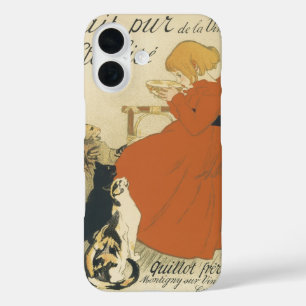 Vintage Victorian Art Nouveau, Girl with Milk Cats iPhone 16 Case