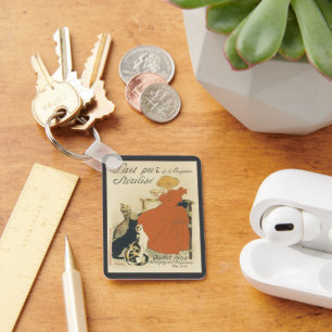 Vintage Victorian Art Nouveau, Girl with Milk Cats Key Ring