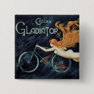 Vintage Victorian Art Nouveau, Gladiator Cycles 15 Cm Square Badge