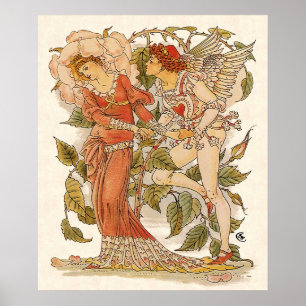Vintage Victorian Art, Rose by Walter Crane Poster