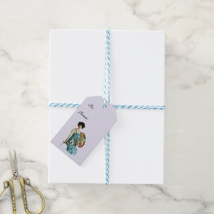 Vintage Victorian Artist Lady Painter Palette Gift Tags