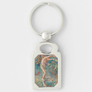 Vintage Victorian Autumn Scattering Leaves Key Ring