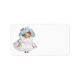 Vintage Victorian Baby Girl Doll, Easter Dress Hat Label