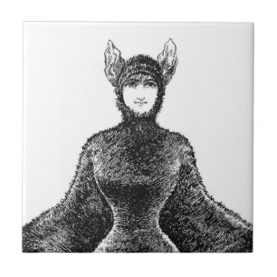 Vintage victorian bat woman tile