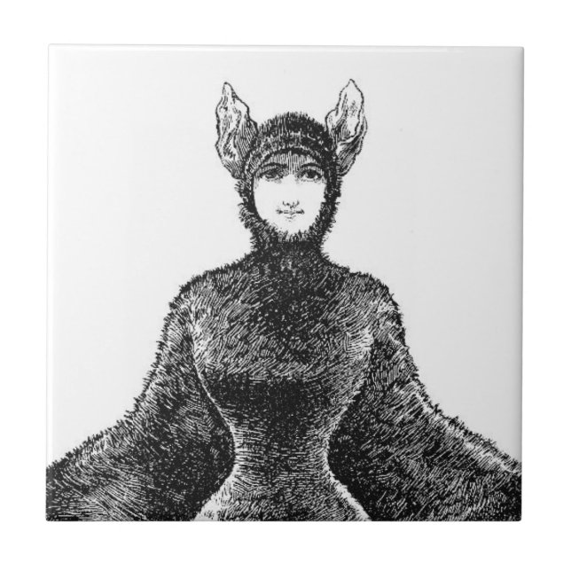 Vintage victorian bat woman tile (Front)