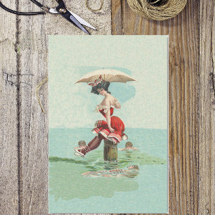 Vintage Victorian Bathing Beauty Lady Ocean Tissue Paper