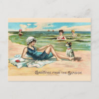 Vintage Victorian Beach Postcard