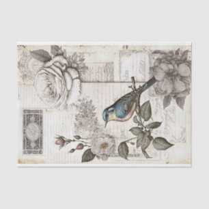Vintage Victorian Bird and Rose Collage Tissue Paper