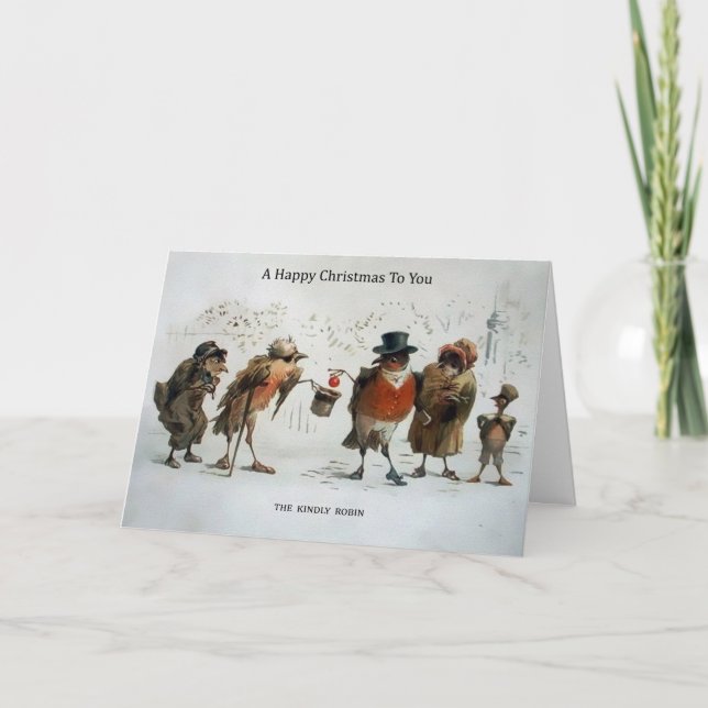 Vintage Victorian Birds Christmas Card (Front)