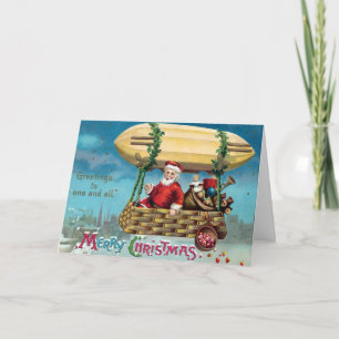 Vintage Victorian Blimp Christmas Card