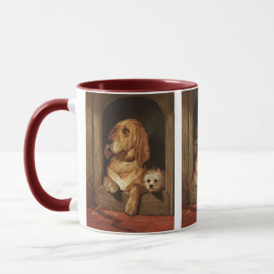 Vintage Victorian Bloodhound and Westie Dog Art Mug