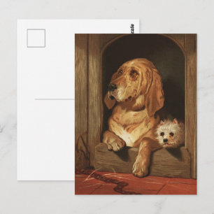 Vintage Victorian Bloodhound and Westie Dog Art Postcard